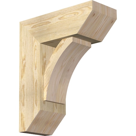 Ekena Millwork Thorton Slat Rough Sawn Bracket w/ Offset Brace, Douglas Fir, 8"W x 20"D x 24"H BKT0806X20X24THR06RDF
